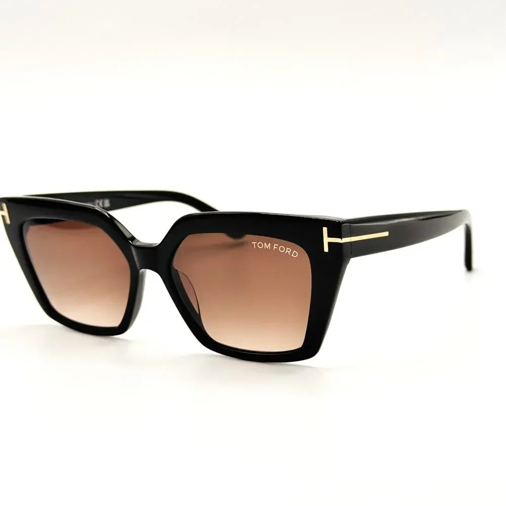 Tom Ford Sunglasses TF1030 01Z Winona Black Cat Eye Brown Gradient 53-15-140